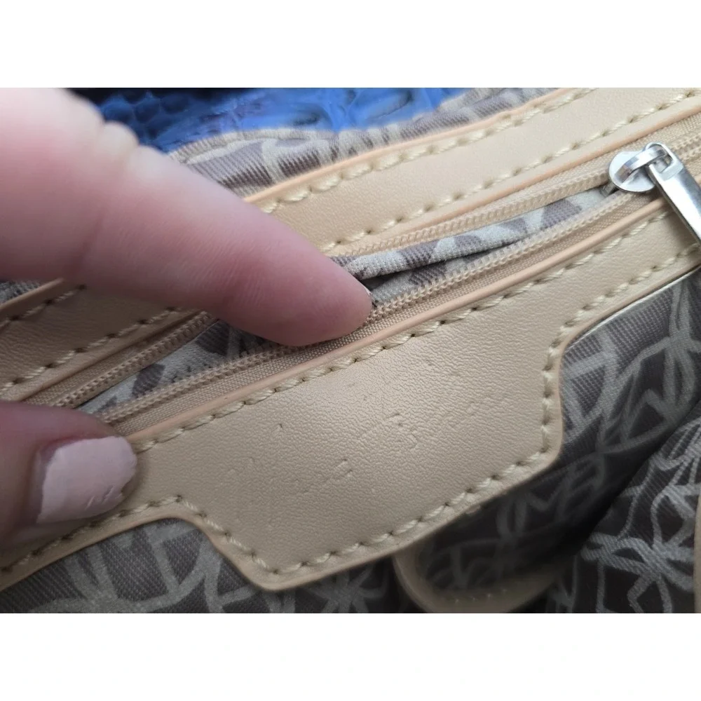 Mark Fisher Women's Purse Handbag Blue Croc Print Faux Chain Clutch Gold Snap